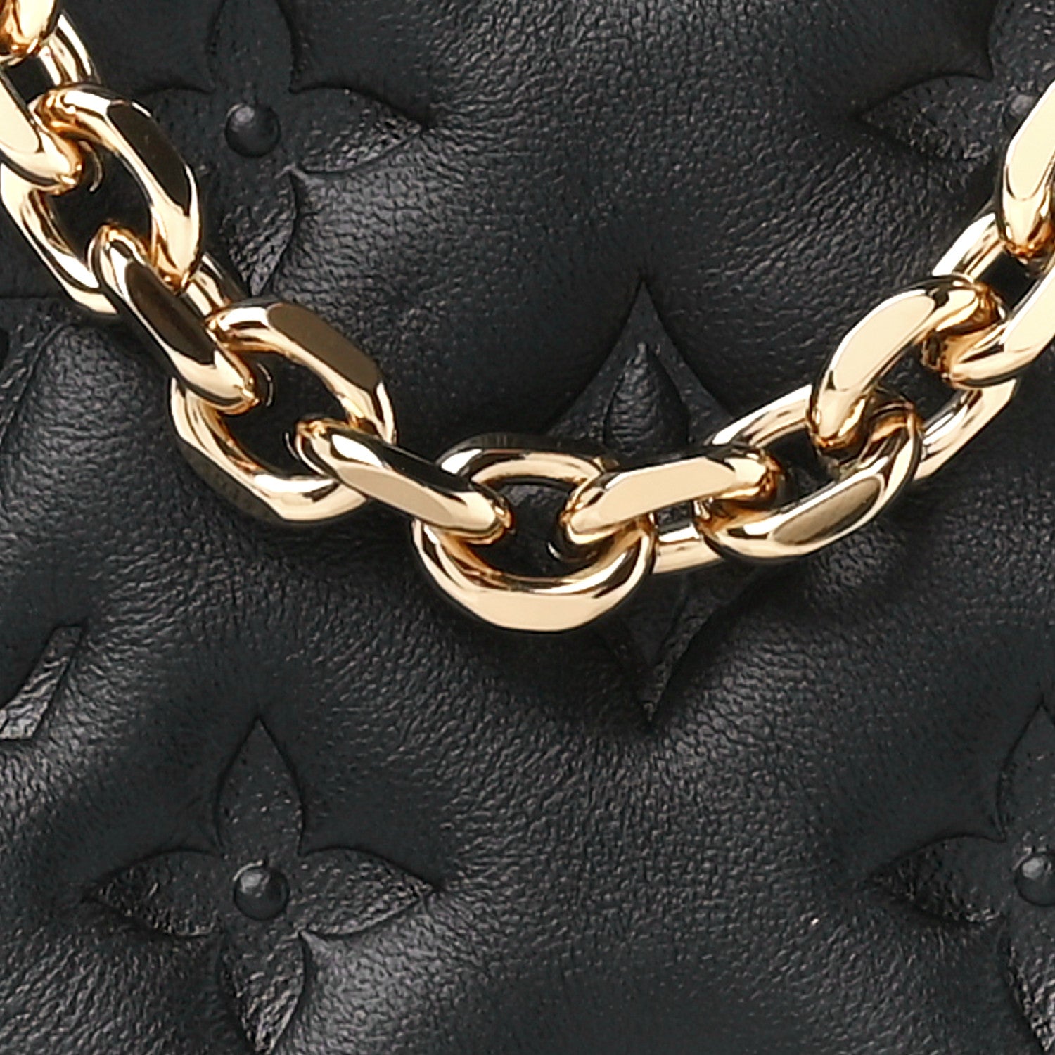 Louis Vuitton Lambskin Embossed Monogram Pochette Coussin Black 7 of 9