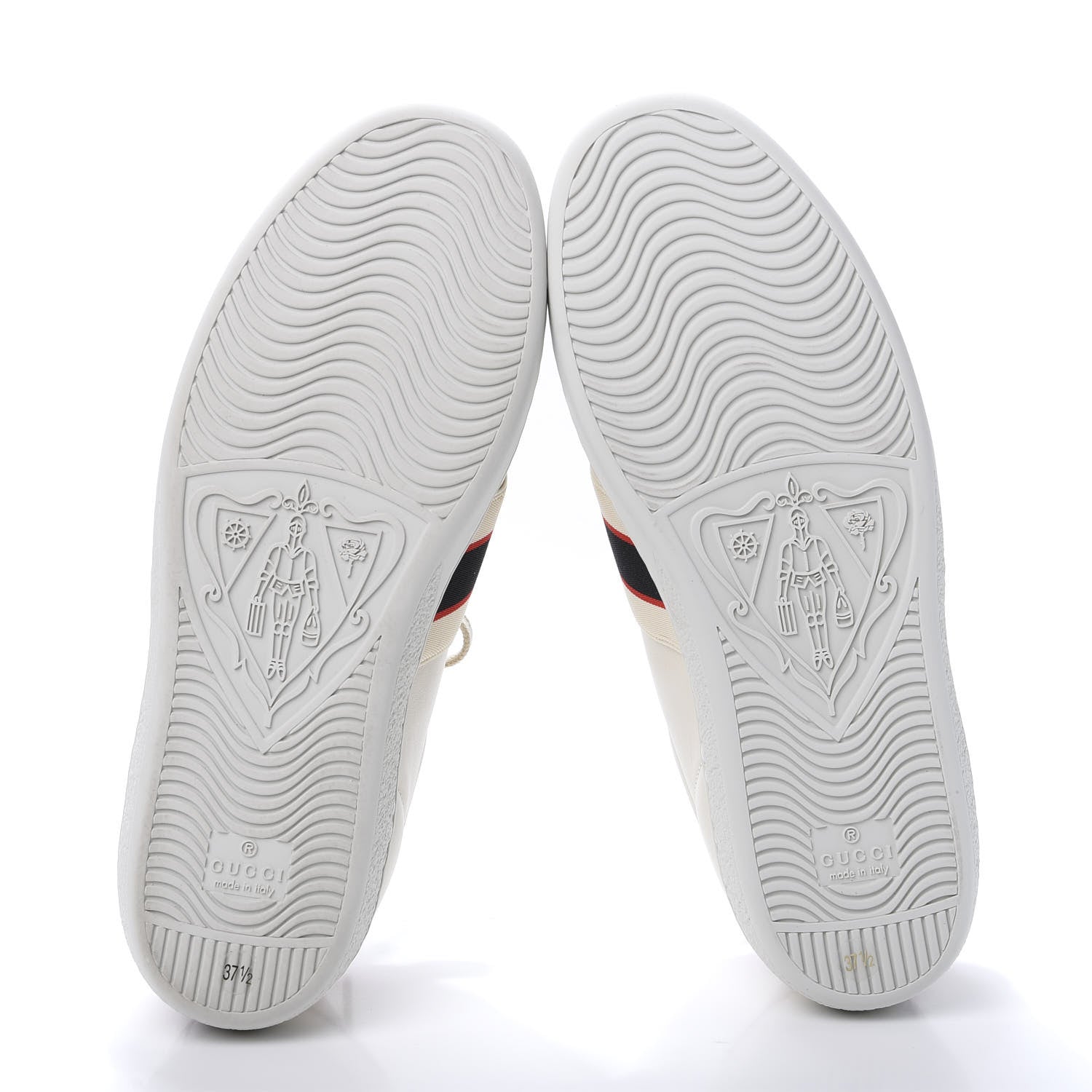 Gucci Calfskin Stripe Womens New Ace Sneakers 37.5 New Mystic White Ecru Red Flame 6 of 10