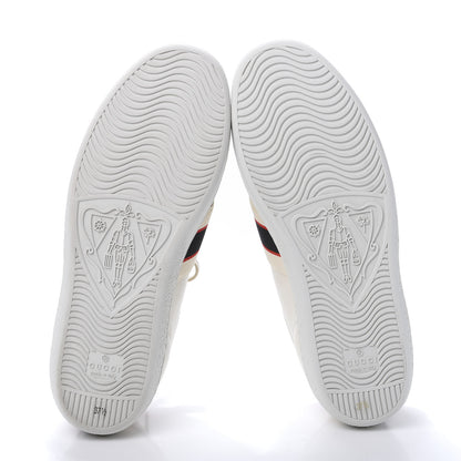 Gucci Calfskin Stripe Womens New Ace Sneakers 37.5 New Mystic White Ecru Red Flame 6 of 10