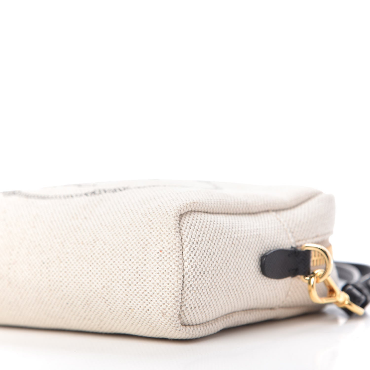 Prada Canvas Saffiano Necessaire Wristlet Pouch Naturale Black 7 of 10