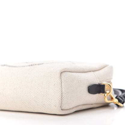 Prada Canvas Saffiano Necessaire Wristlet Pouch Naturale Black 7 of 10