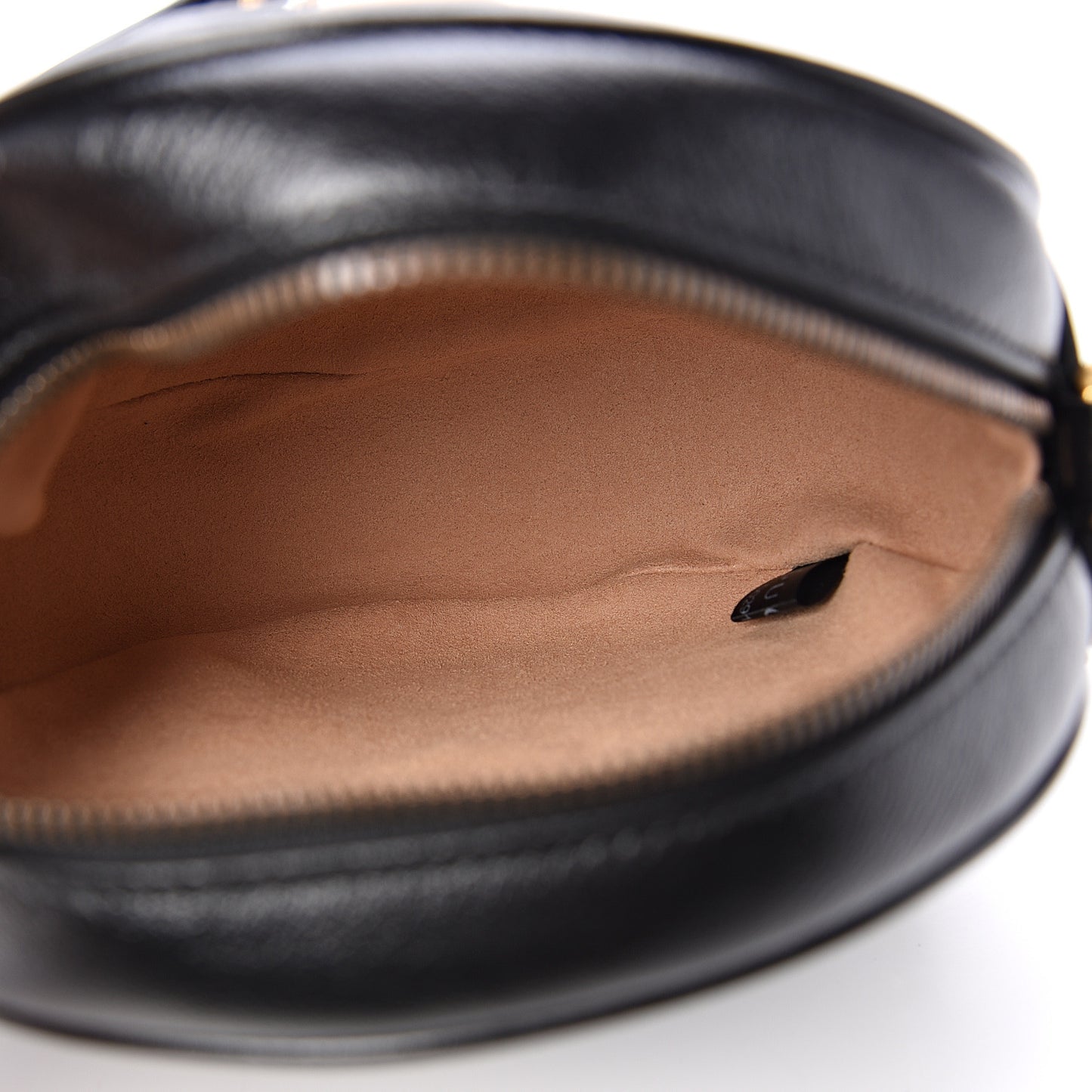 Azalea Calfskin Matelasse Heart Mini GG Marmont Round Shoulder Bag Black
