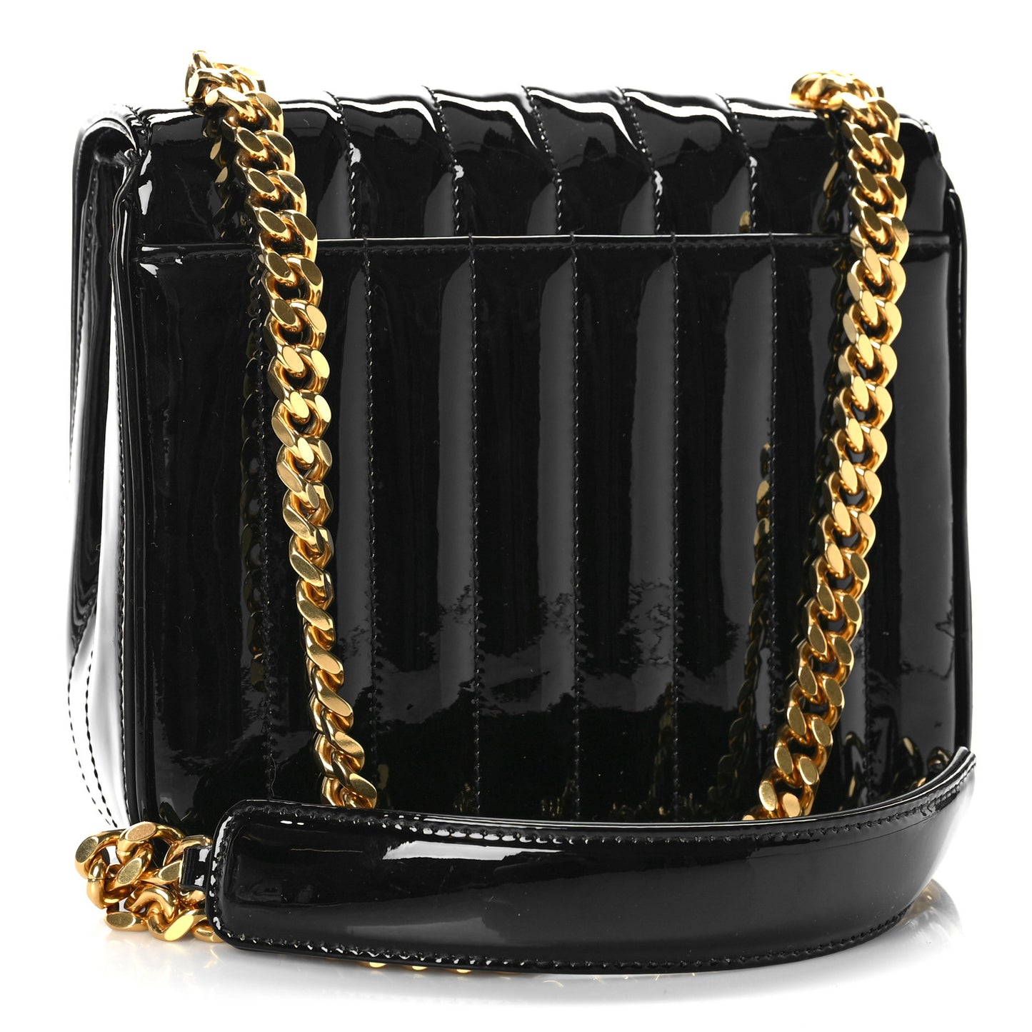 Patent Calfskin Matelasse Monogram Medium Vicky Chain Bag Black