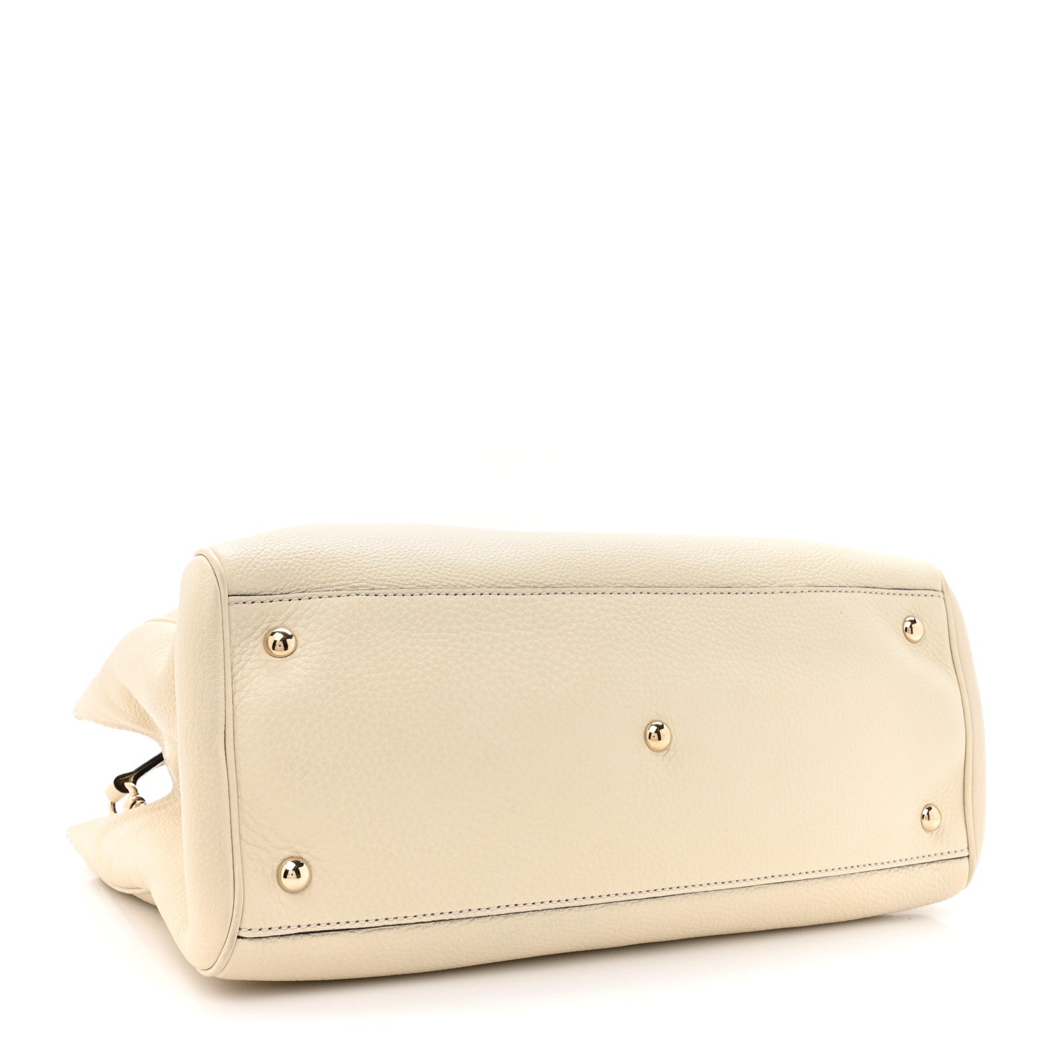 Gucci Pebbled Calfskin Medium Bamboo Shopper Tote Off White 4 of 12