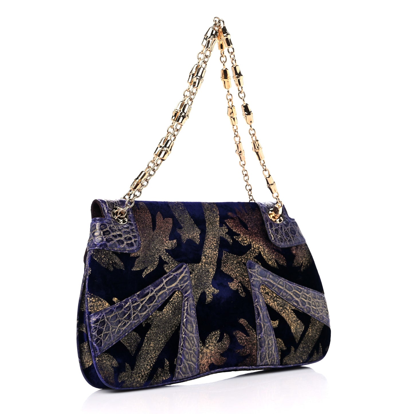 Velvet Alligator Tom Ford Jeweled Dragon Shoulder Bag Purple Gold