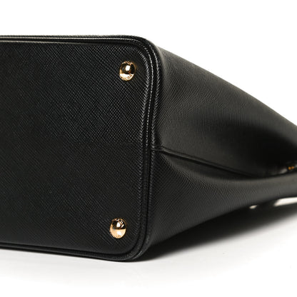 Prada Saffiano Cuir Medium Double Bag Black Fuoco 12 of 12