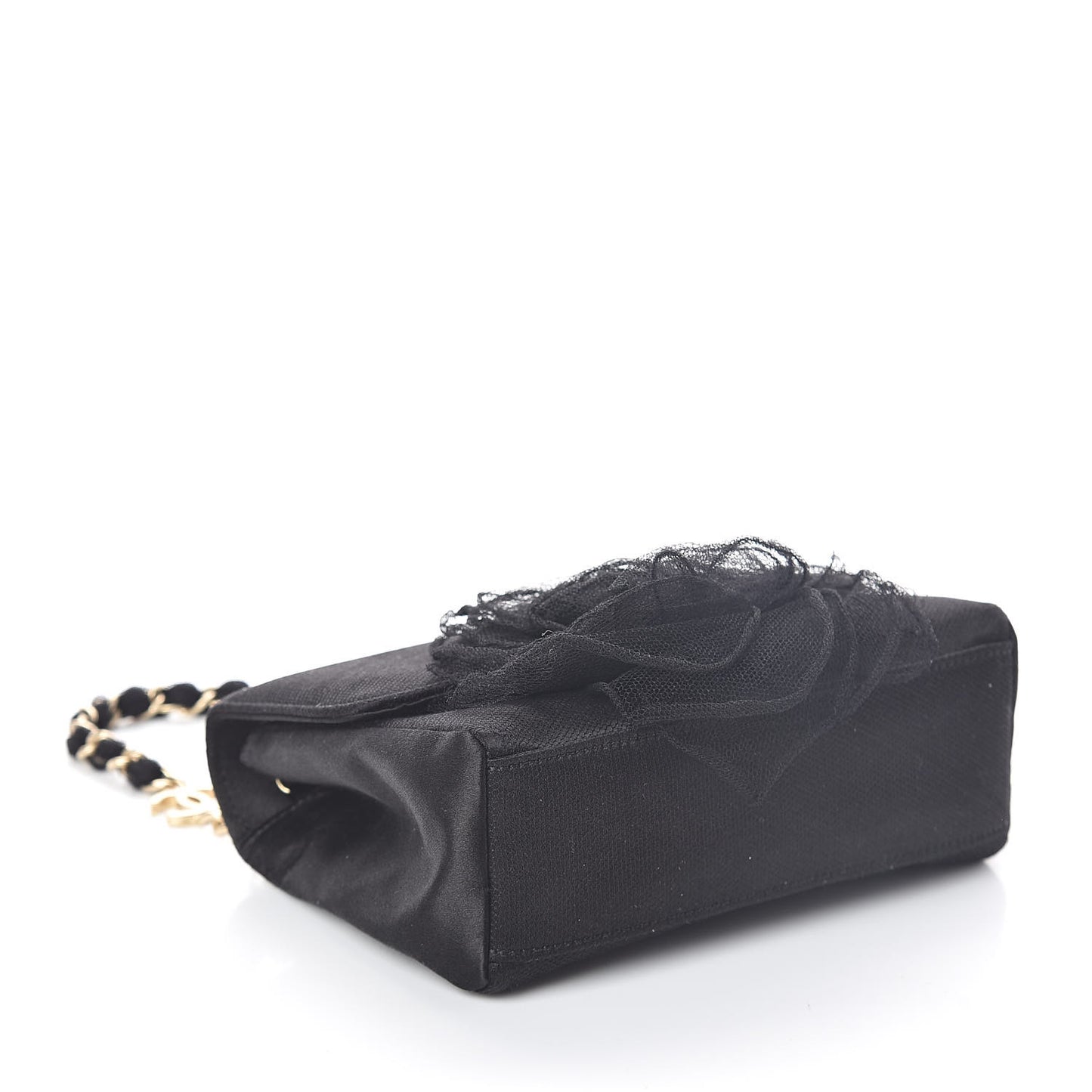 Satin Mesh Camellia Flap Black