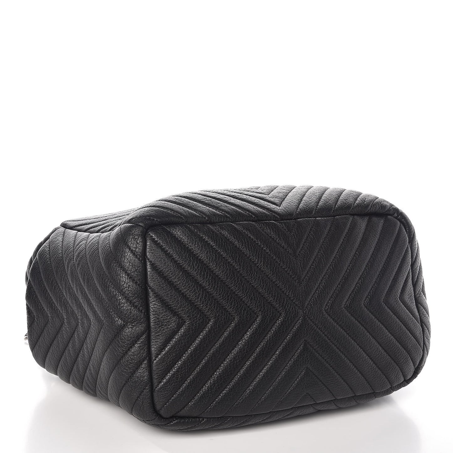 Deerskin Chevron Large CC Chain Bucket Drawstring Bag Black