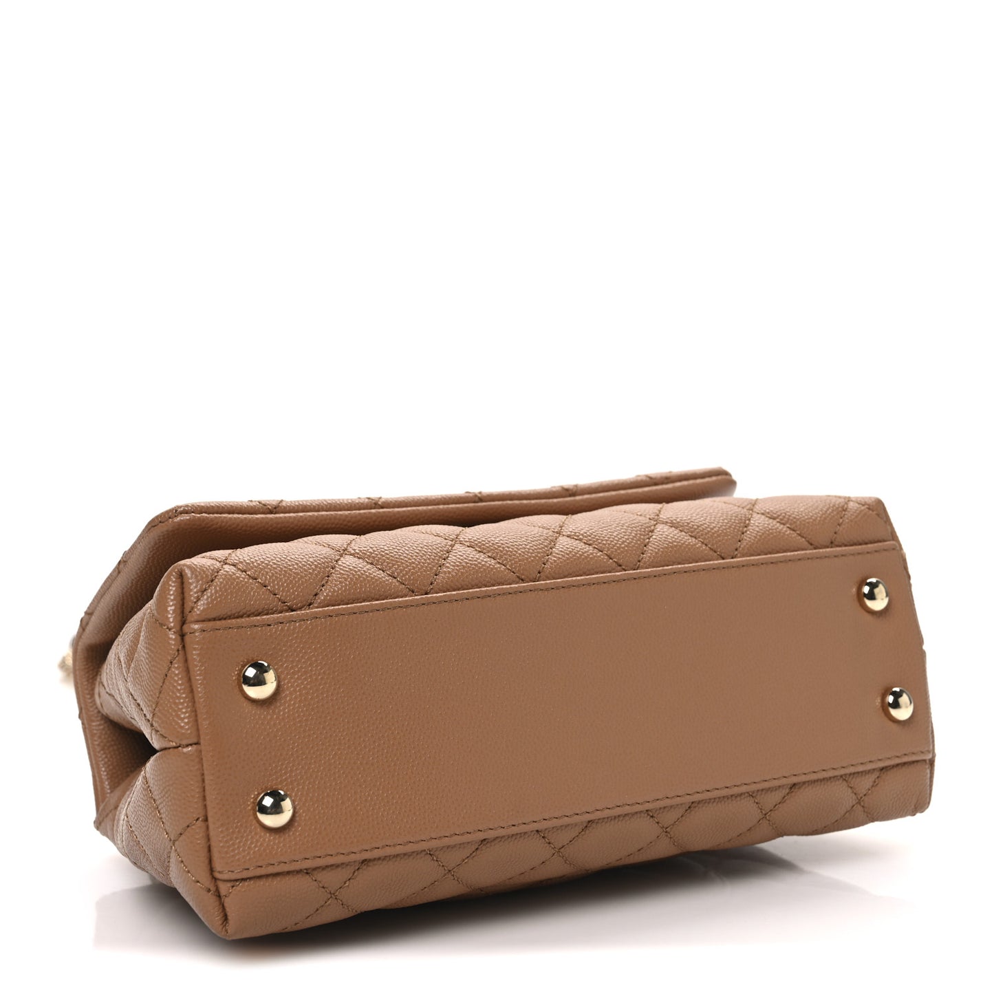 Caviar Quilted Mini Coco Handle Flap Beige