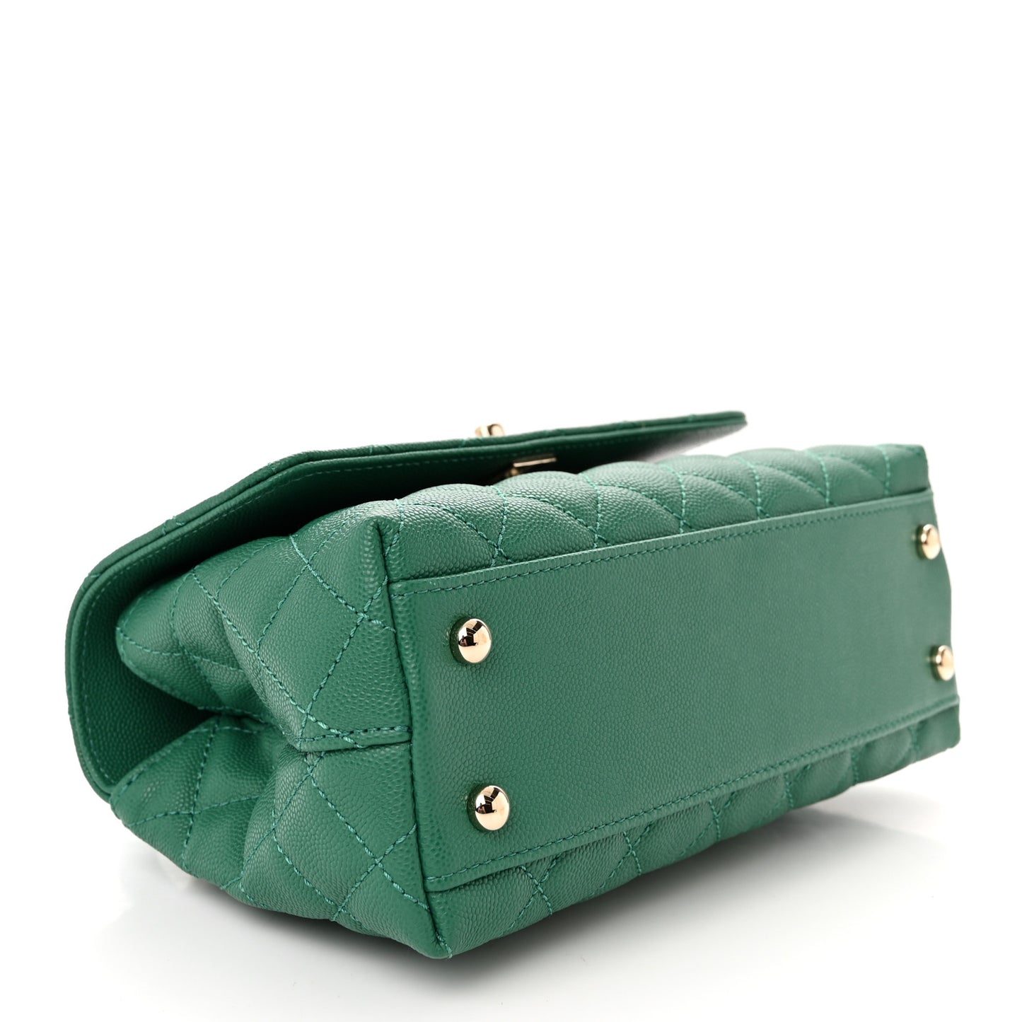 Caviar Quilted Mini Coco Handle Flap Green