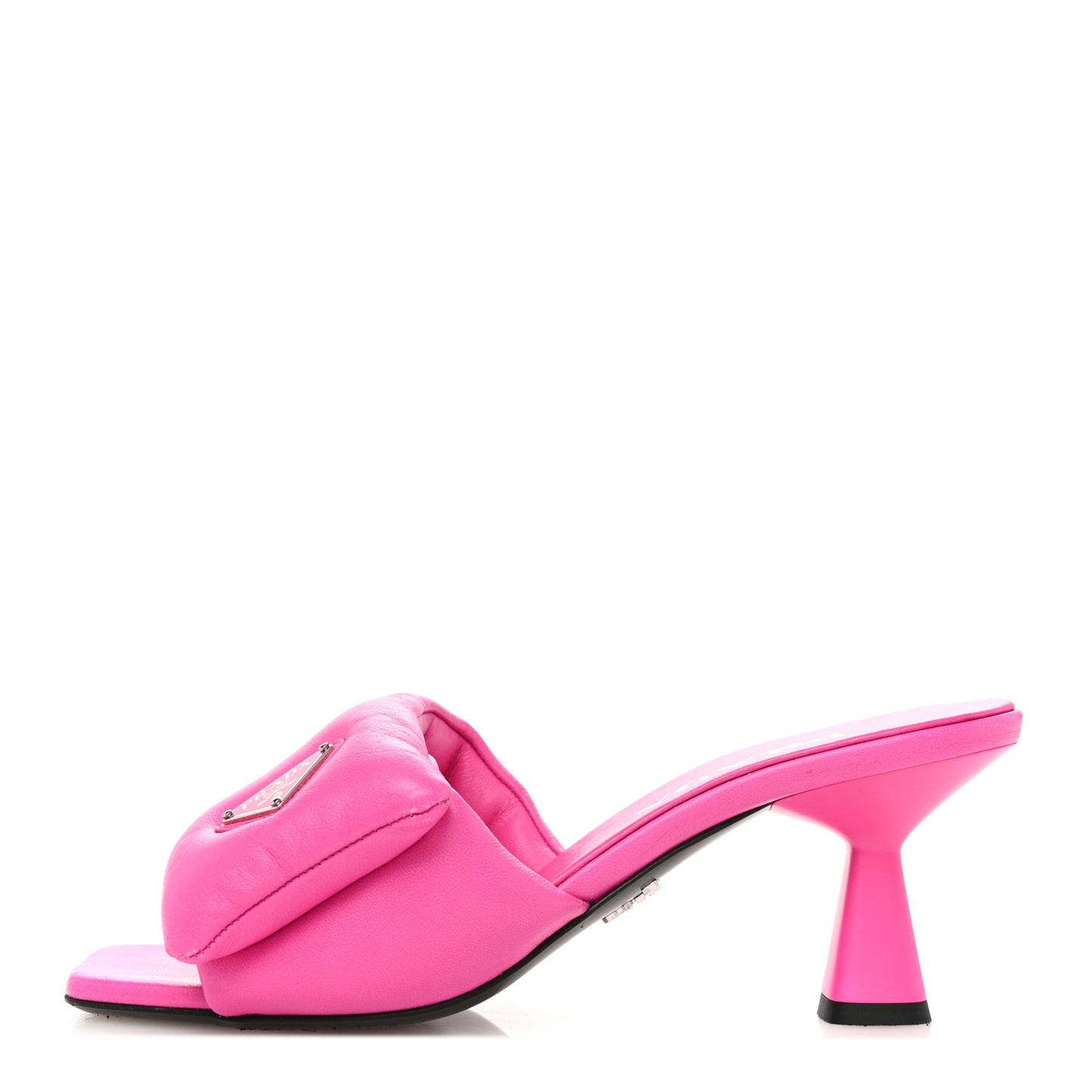 Nappa Soft Padded Metal Triangle Logo 65mm Slide Sandals 37 Begonia Fluo