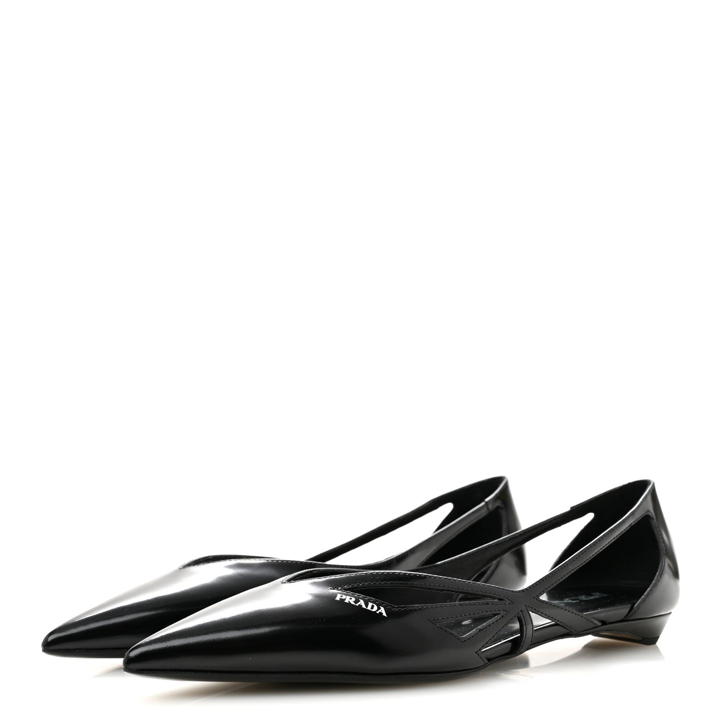 Spazzolato Cut Out Ballerina Flats 37.5 Black