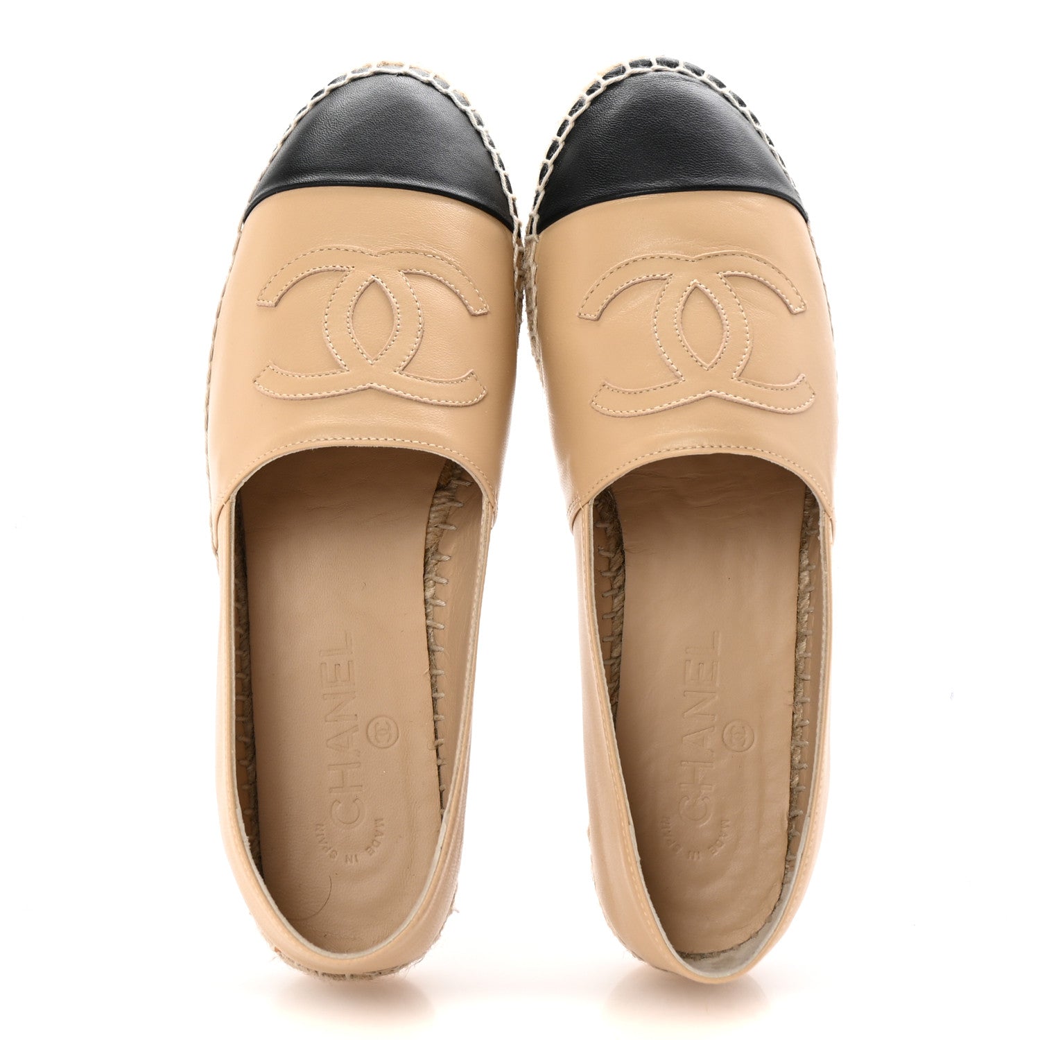Chanel Lambskin CC Espadrilles 40 Beige Black 2 of 10