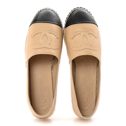 Chanel Lambskin CC Espadrilles 40 Beige Black 2 of 10