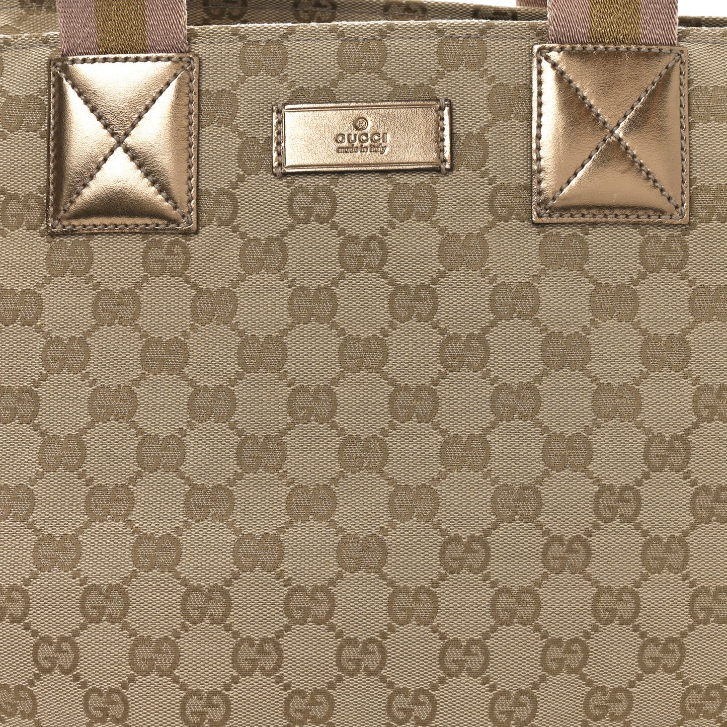 GG Monogram Large Web Handle Bucket Tote Gold