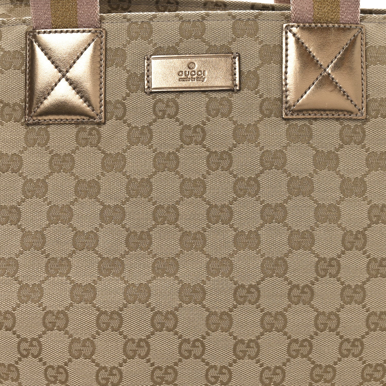 Gucci GG Monogram Large Web Handle Bucket Tote Gold 8 of 10