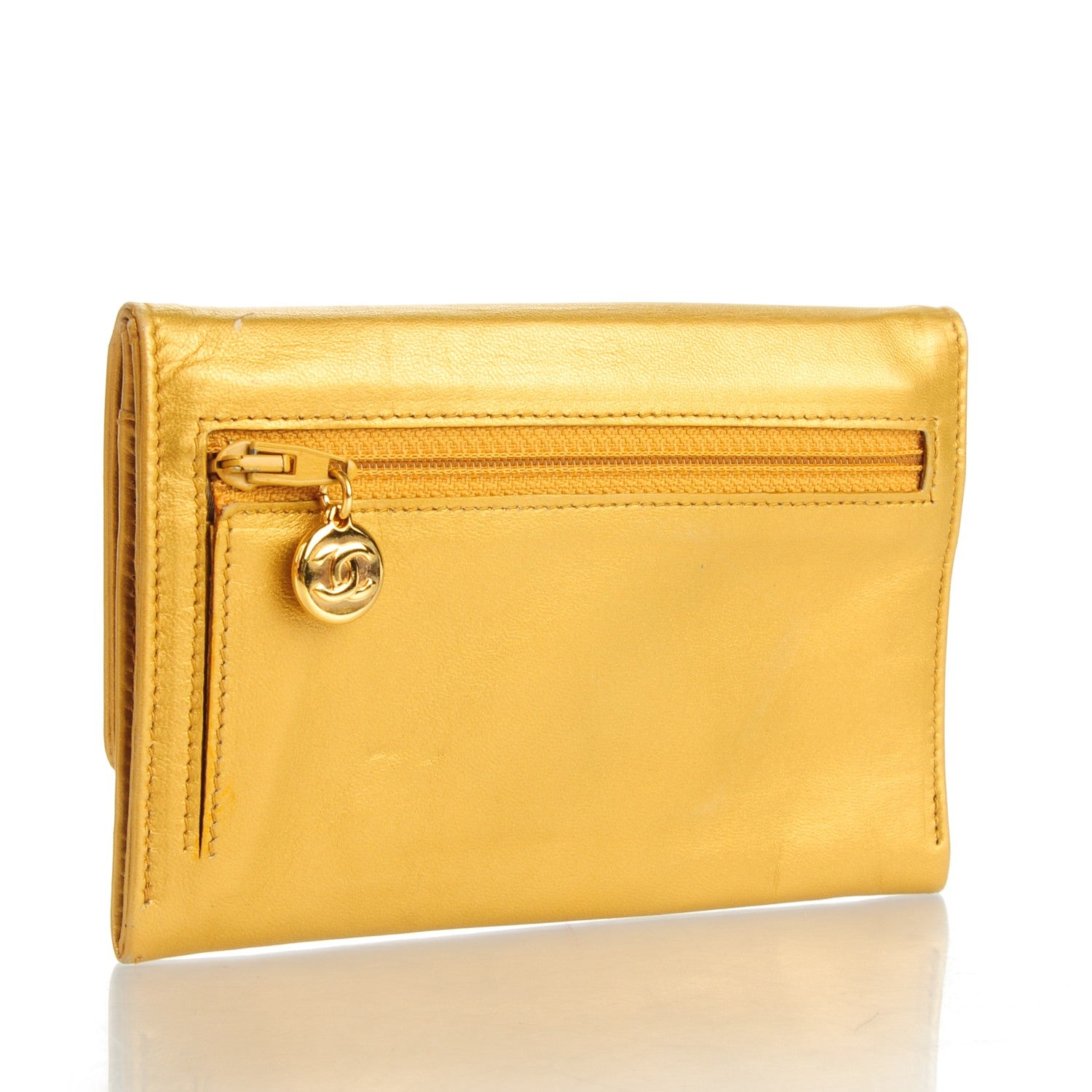 Chanel Metallic Lambskin Timeless CC Wallet Gold 3 of 8