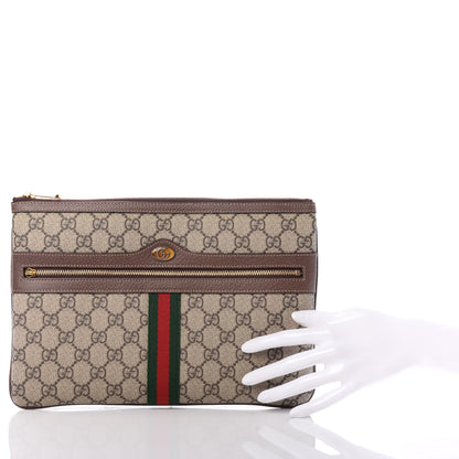 Gucci GG Supreme Monogram Large Ophidia Pouch Clutch Brown 2 of 8
