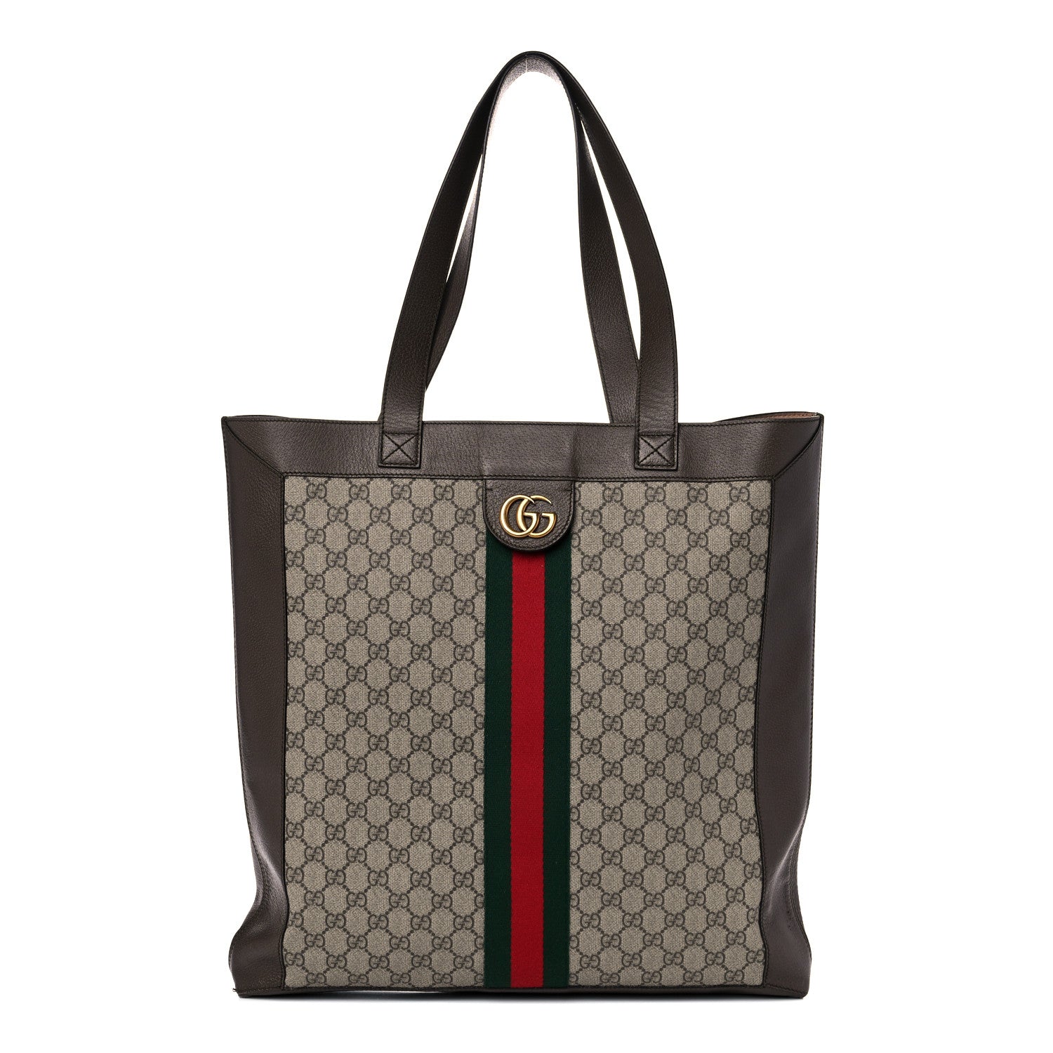 Gucci GG Supreme Monogram Web Large Ophidia Vertical Shopping Tote Brown 1 of 16