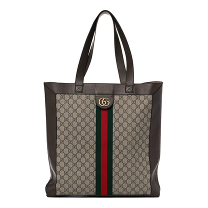 Gucci GG Supreme Monogram Web Large Ophidia Vertical Shopping Tote Brown 1 of 16