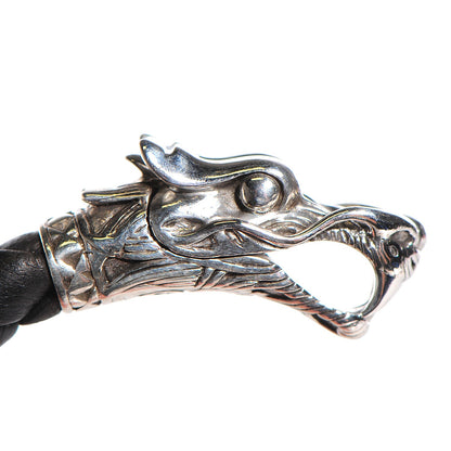 John Hardy Sterling Silver Woven Leather Naga M Bracelet Black 6 of 6