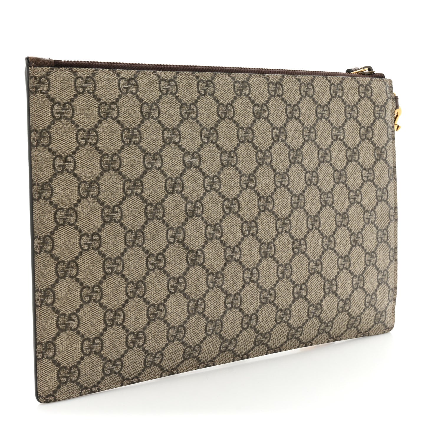 GG Supreme Monogram Neo Vintage Zip Wristlet Pouch Beige New Acero Crop