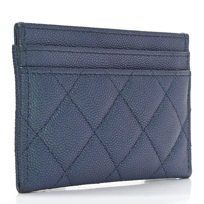 Chanel Iridescent Caviar Quilted Card Holder Blue Fonce 3 of 9