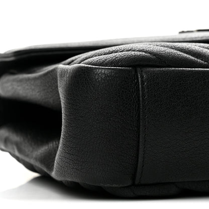 Saint Laurent Sheepskin Matelasse Chevron Monogram Medium College Bag Black 9 of 13