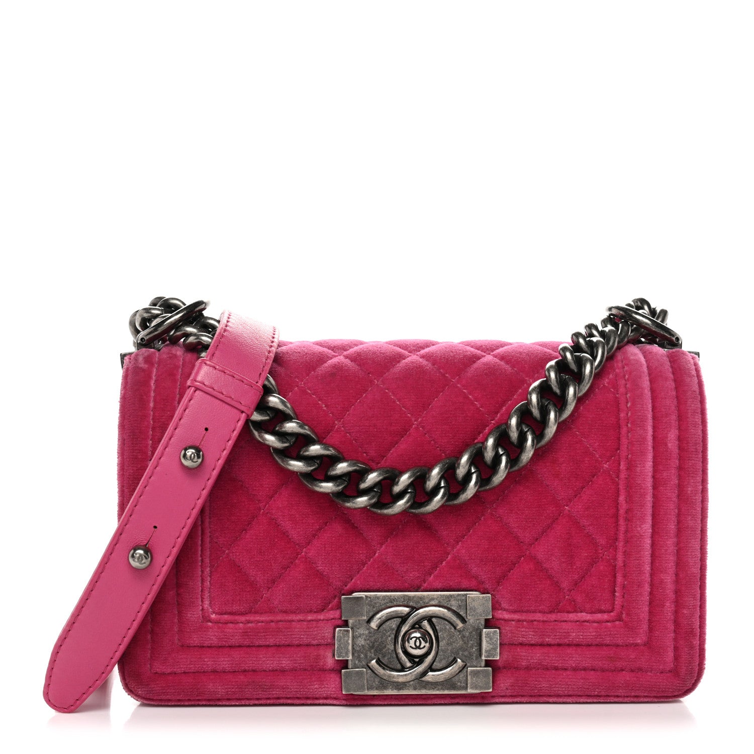 Chanel Velvet Quilted Small Boy Flap Fuchsia 1 of 15