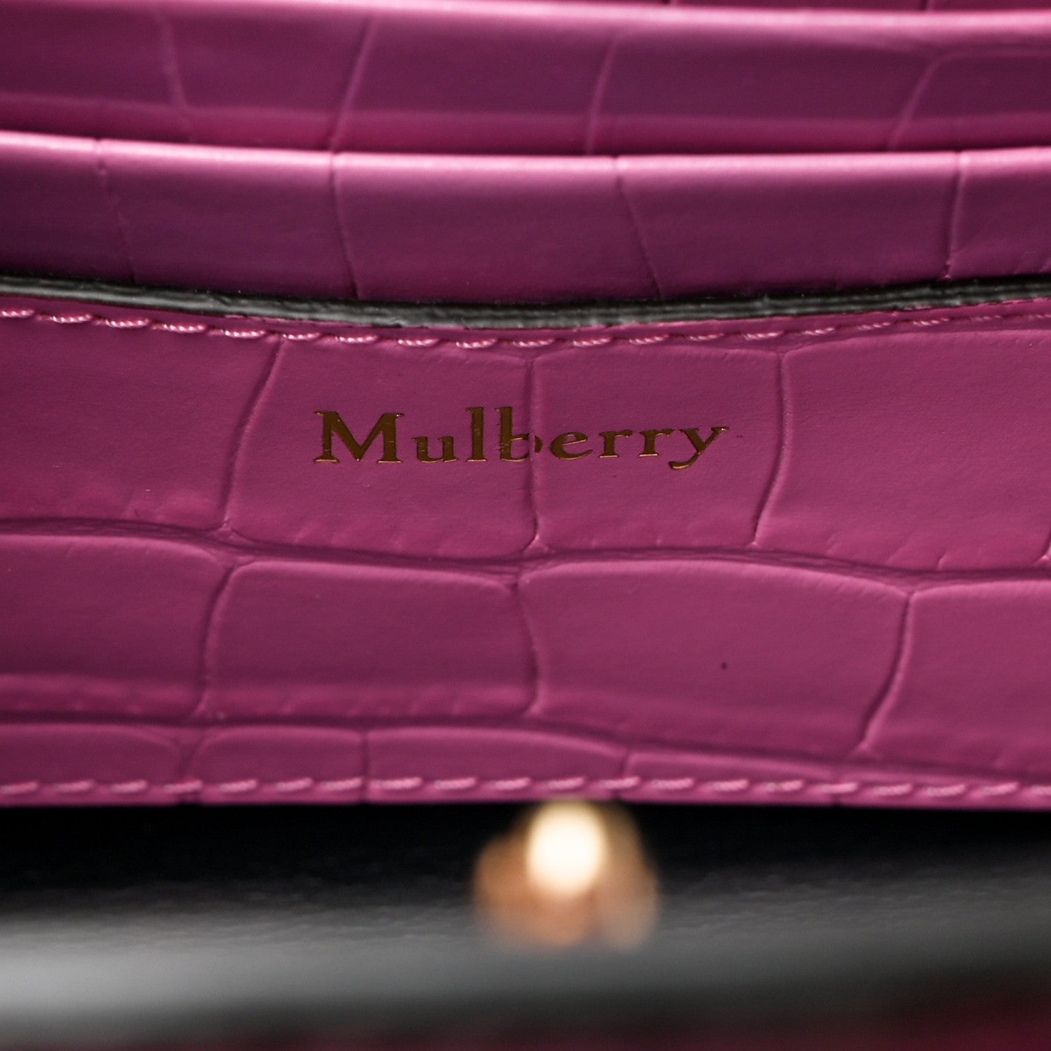 Mulberry Crocodile Embossed Calfskin Crescent Clutch Slate 6 of 9