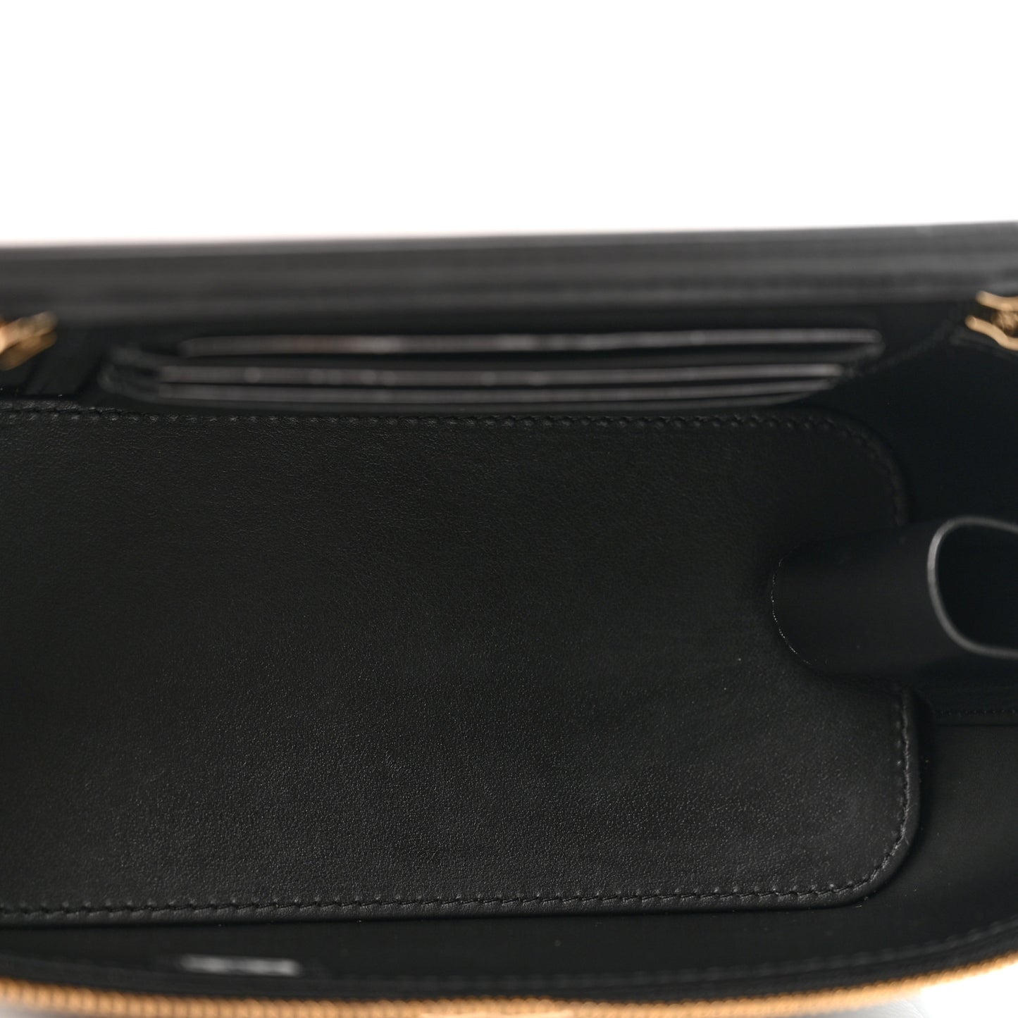 Caviar Quilted Crystal CC Logo Vanity Case With Chain Black
