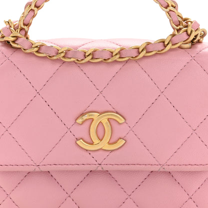 Chanel Lambskin Quilted Pick Me Up Mini Wallet On Chain Light Pink 8 of 12