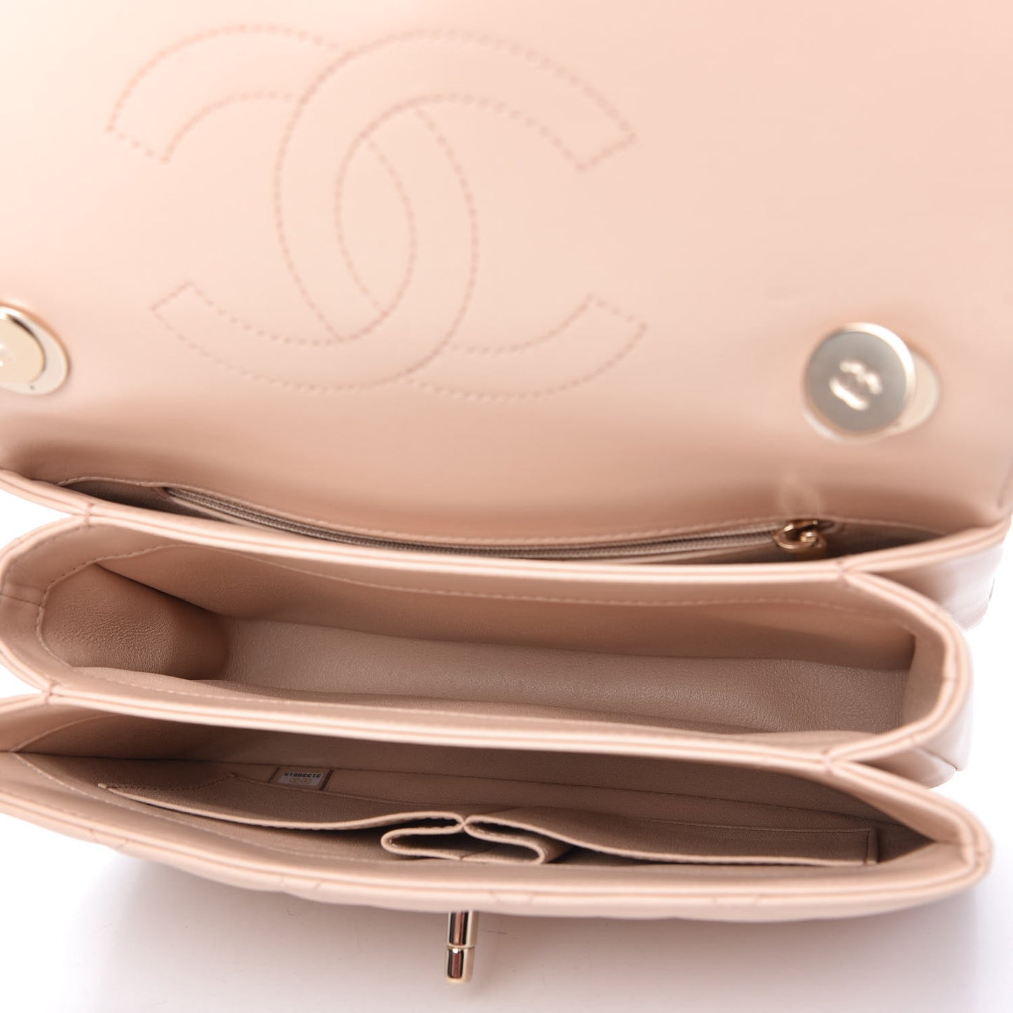 Lambskin Quilted Small Trendy CC Dual Handle Flap Bag Beige