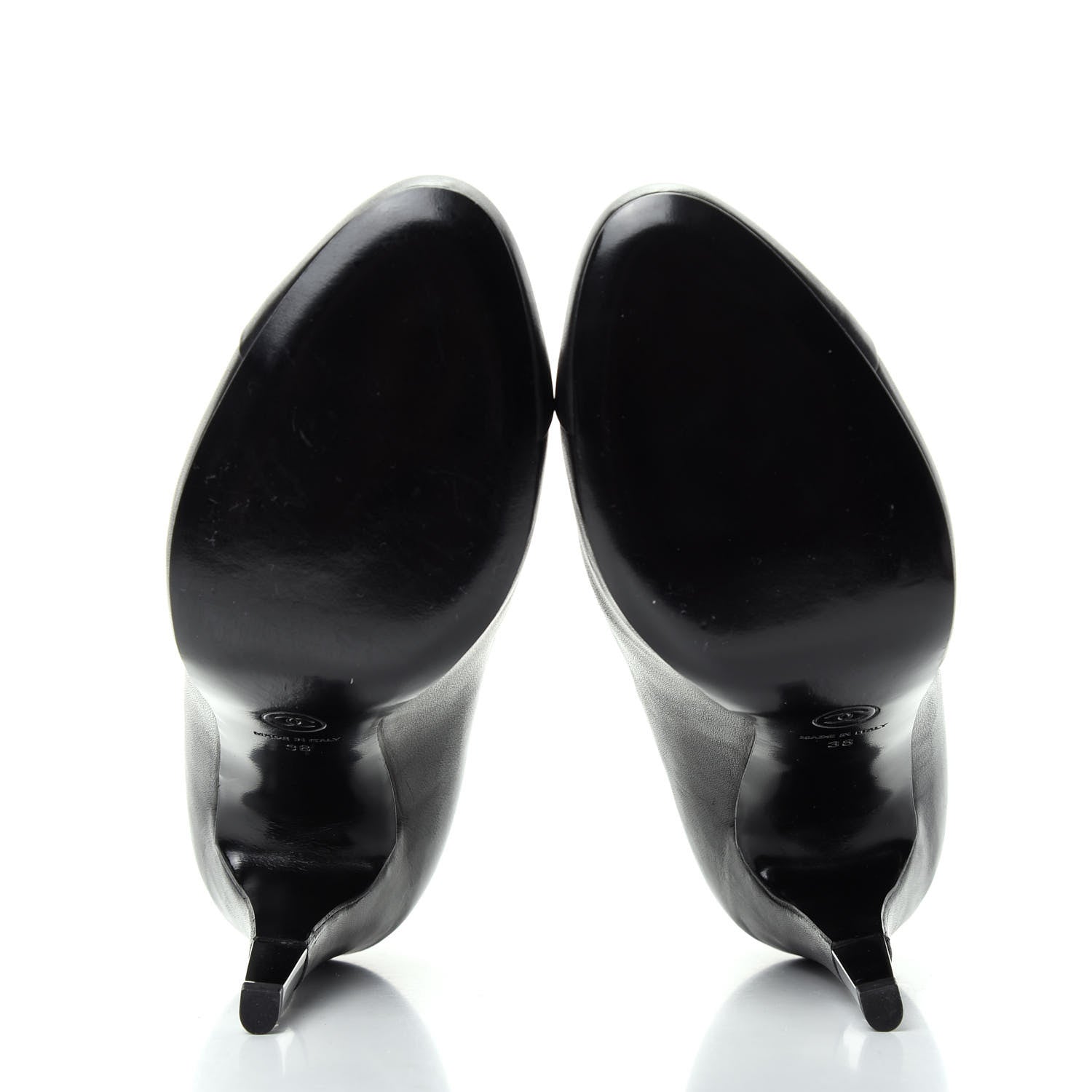 Chanel Calfskin Oxford Lace Up Ankle Booties 38 Black 6 of 11