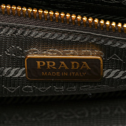 Prada Glossy Calfskin Triangle Medium Bonnie Shoulder Bag Dark Brown 6 of 9