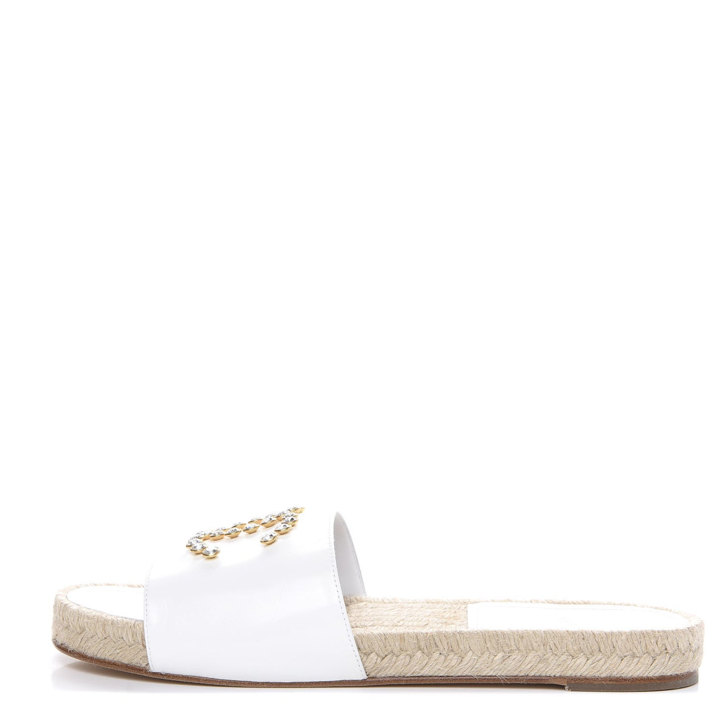 Lambskin Pearl CC Espadrille Slip On Sandals 42 Ivory