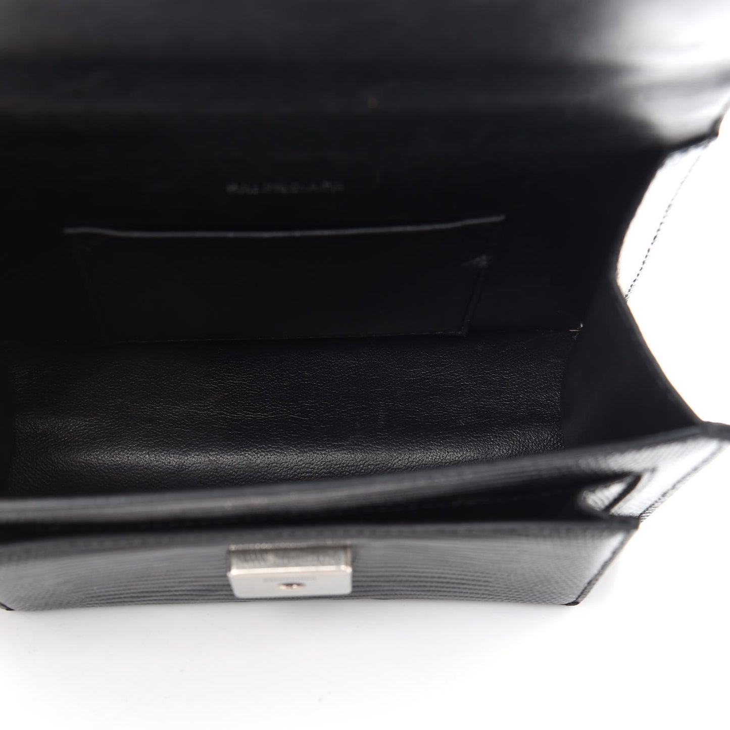 Patent Calfskin Lizard Embossed XS Sharp Top Handle Bag Black