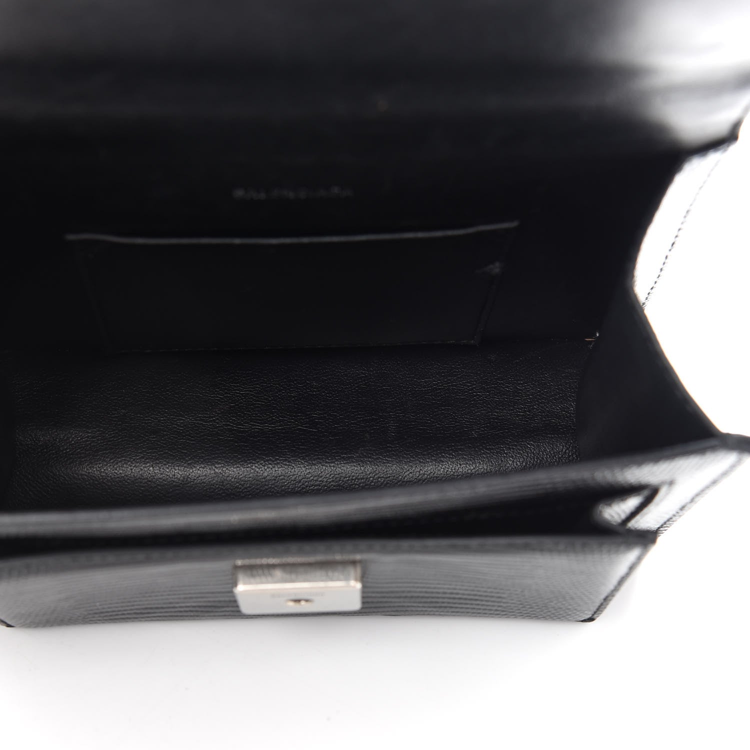 Balenciaga Patent Calfskin Lizard Embossed XS Sharp Top Handle Bag Black 5 of 10