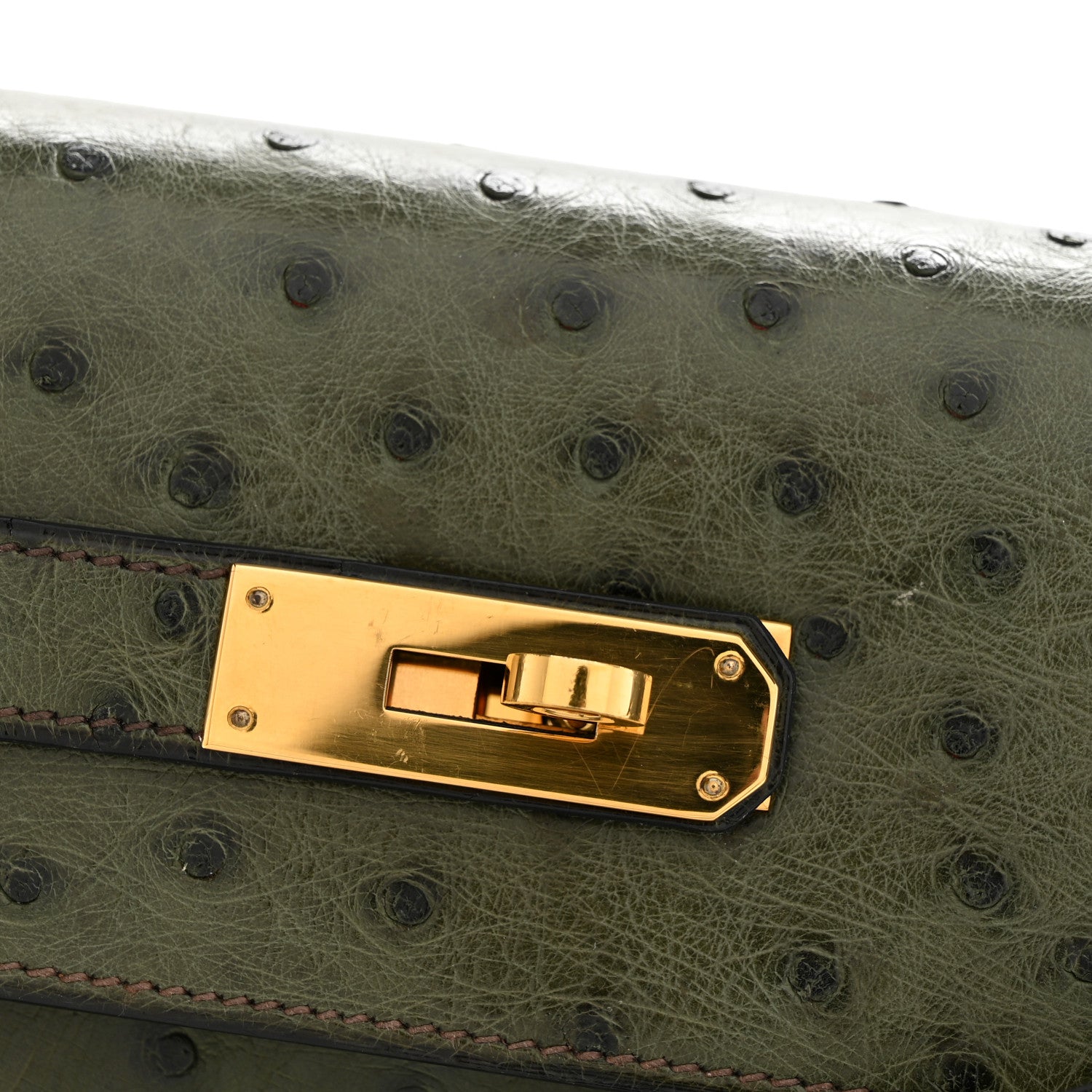Hermes Ostrich Kelly Sellier 32 Vert Olive 13 of 15