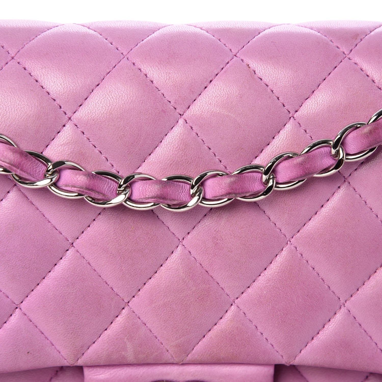 Chanel Lambskin Quilted Medium Double Flap Light Purple 8 of 17