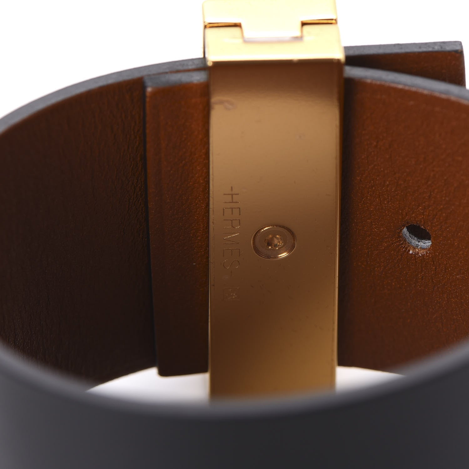 Hermes Chamonix Tadelakt Illusion Bracelet PM Black Fauve 4 of 6