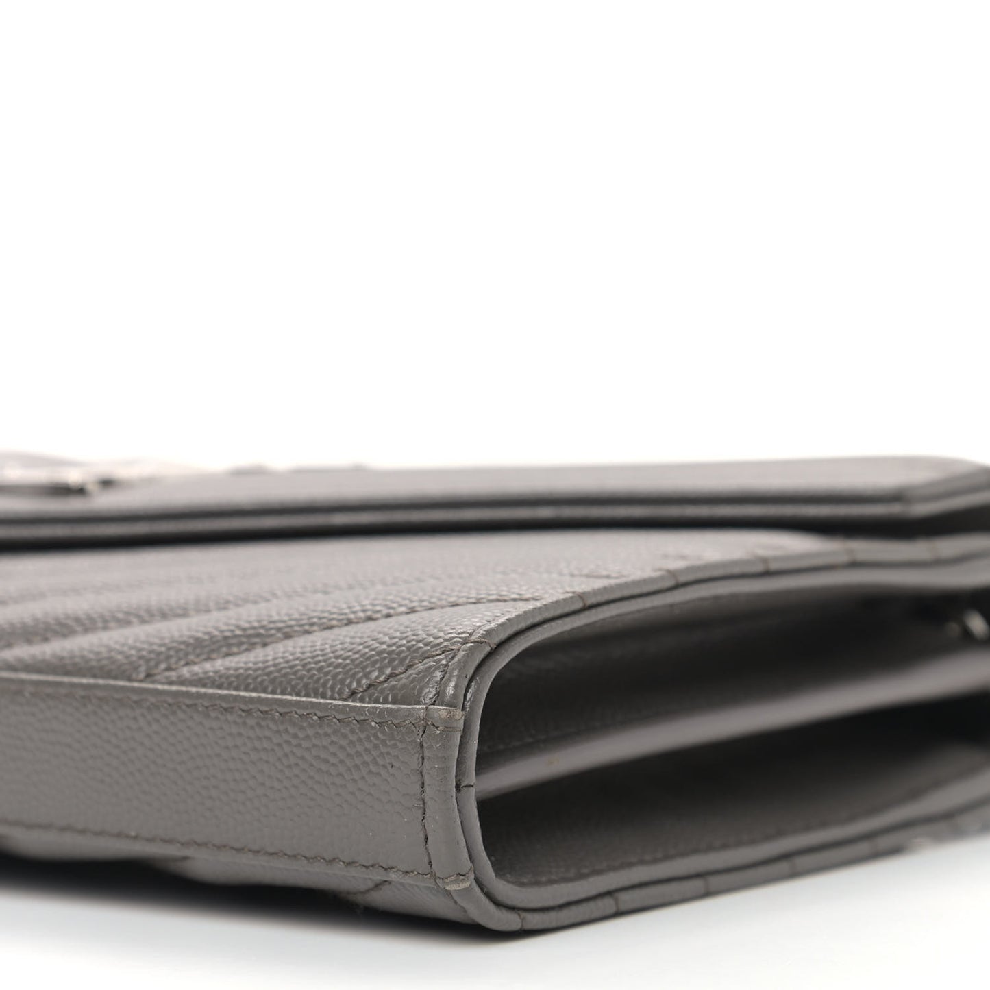 Grain De Poudre Matelasse Chevron Monogram Chain Wallet Grey