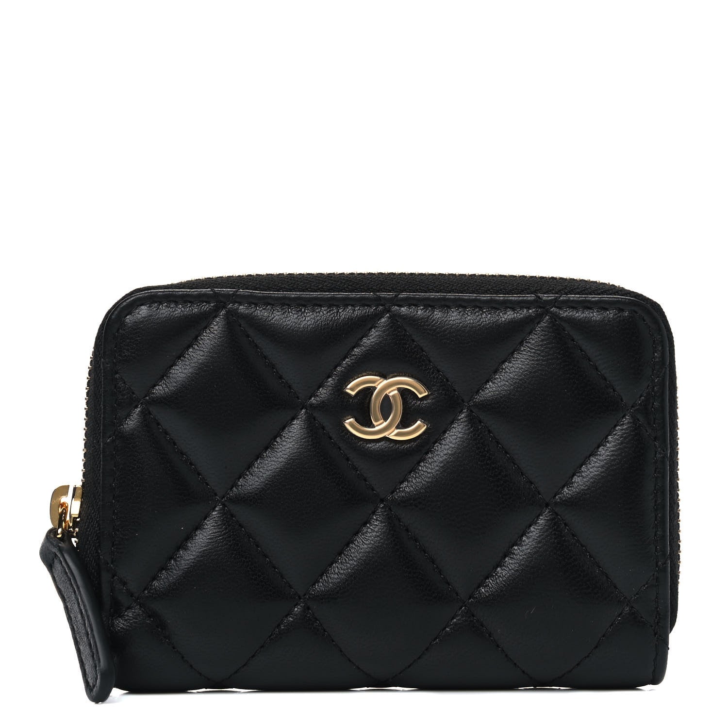 Chanel Lambskin Quilted Zip Coin Purse Black 1 of 4