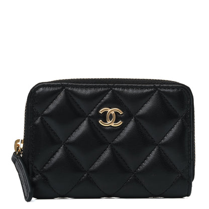 Chanel Lambskin Quilted Zip Coin Purse Black 1 of 4