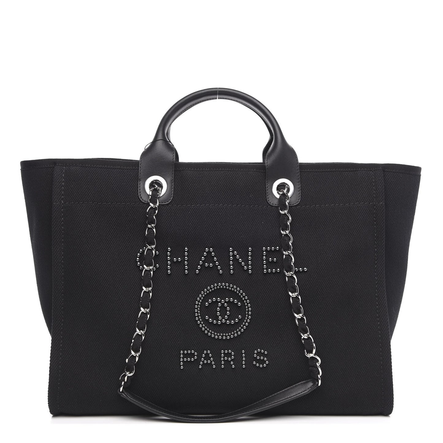 Canvas Pearl Medium Deauville Tote Black