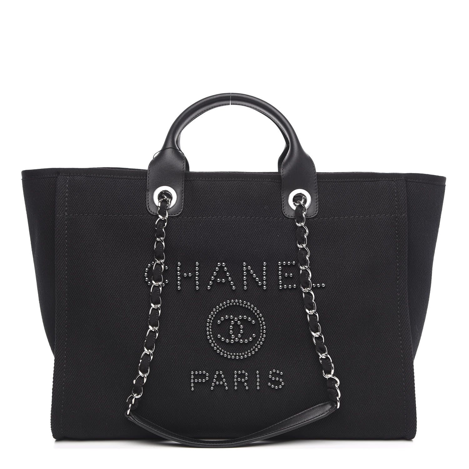 Chanel Canvas Pearl Medium Deauville Tote Black 1 of 11