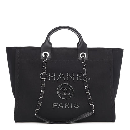 Chanel Canvas Pearl Medium Deauville Tote Black 1 of 11