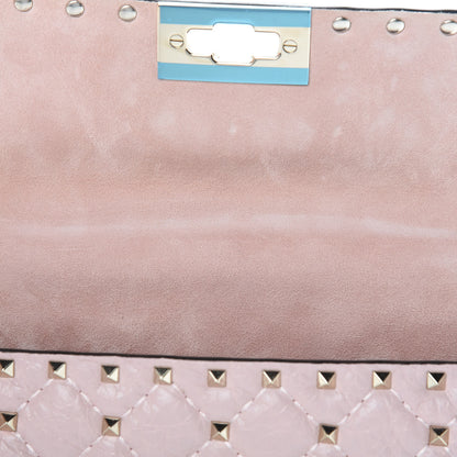 Valentino Garavani Craquele Nappa Small Rockstud Spike Shoulder Bag Water Rose 11 of 11