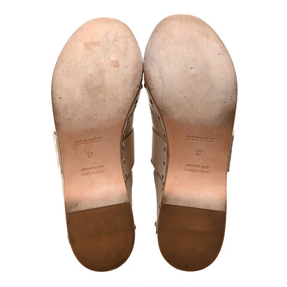 Hermes Calfskin Calya Mules 37 Hetre 6 of 10