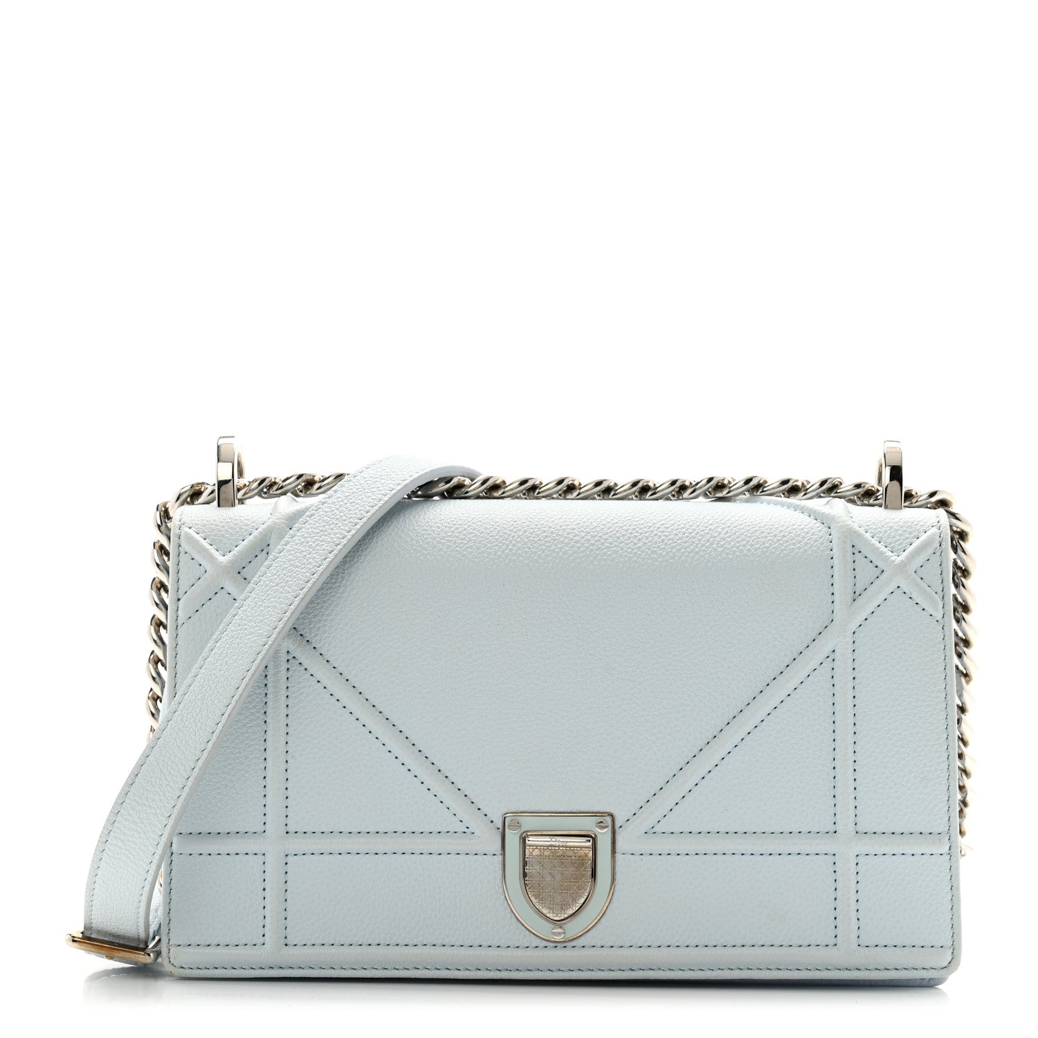 Christian Dior Grained Calfskin Medium Diorama Flap Bag Light blue 1 of 13